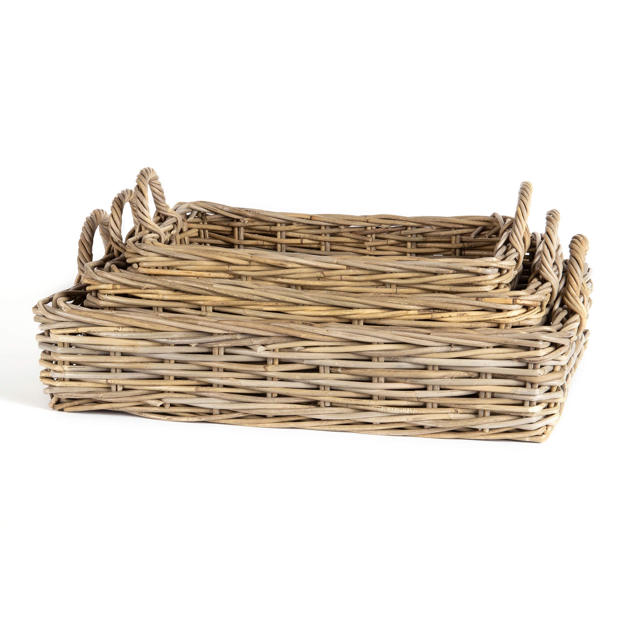 Tray Rattan Grey Low