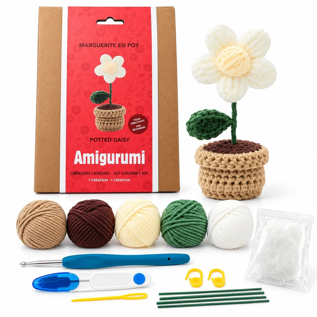 DIY Crochet Kit Potted Daisy