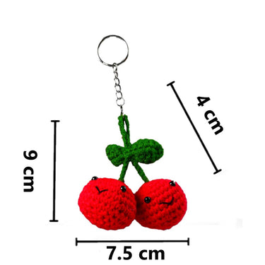 DIY Crochet Kit Cherries Keychain