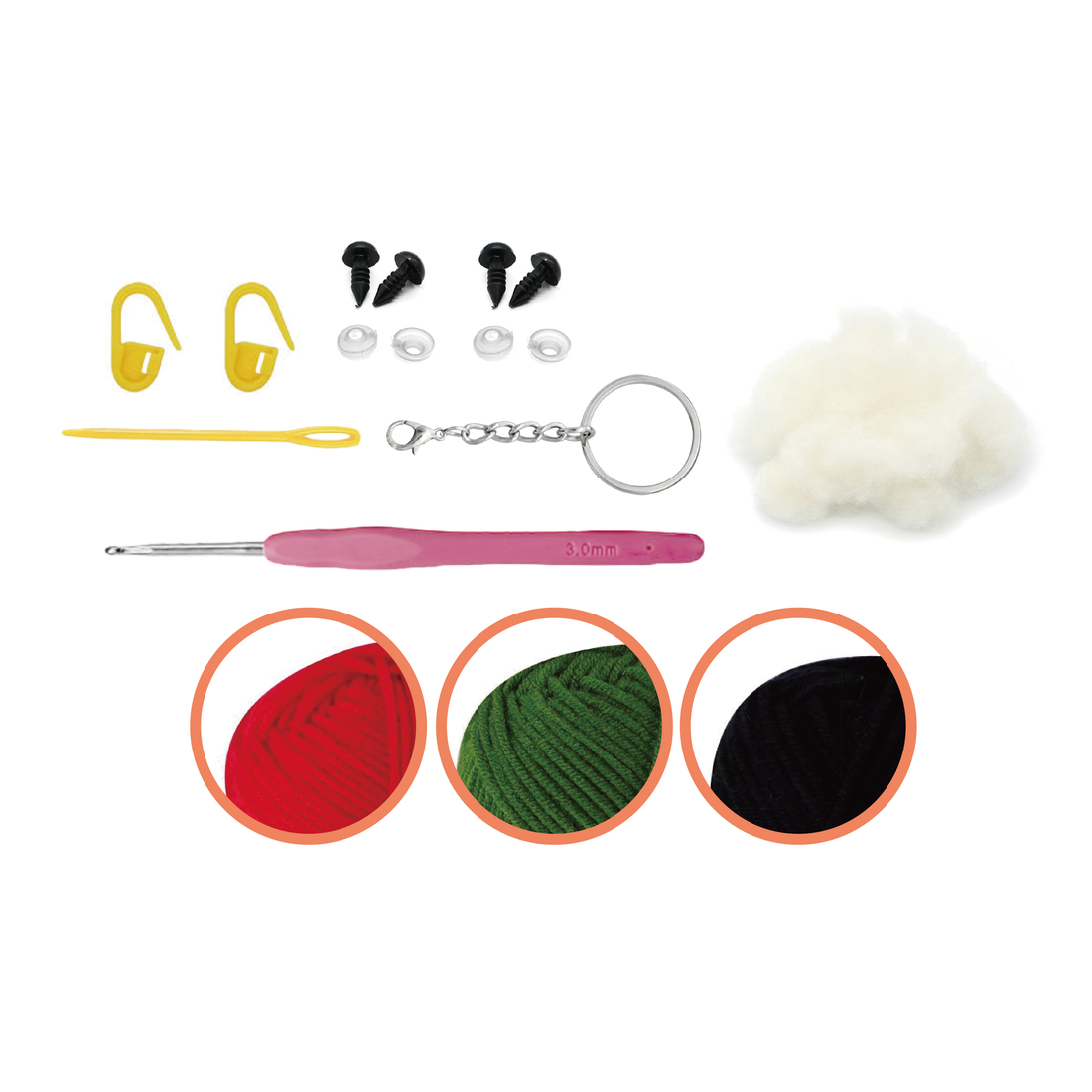 DIY Crochet Kit Cherries Keychain