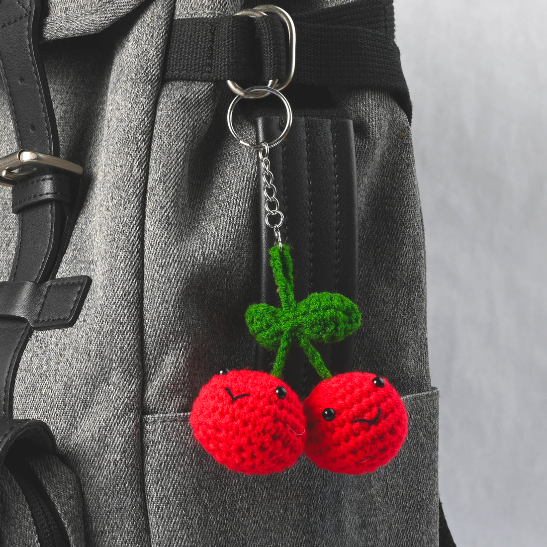 DIY Crochet Kit Cherries Keychain