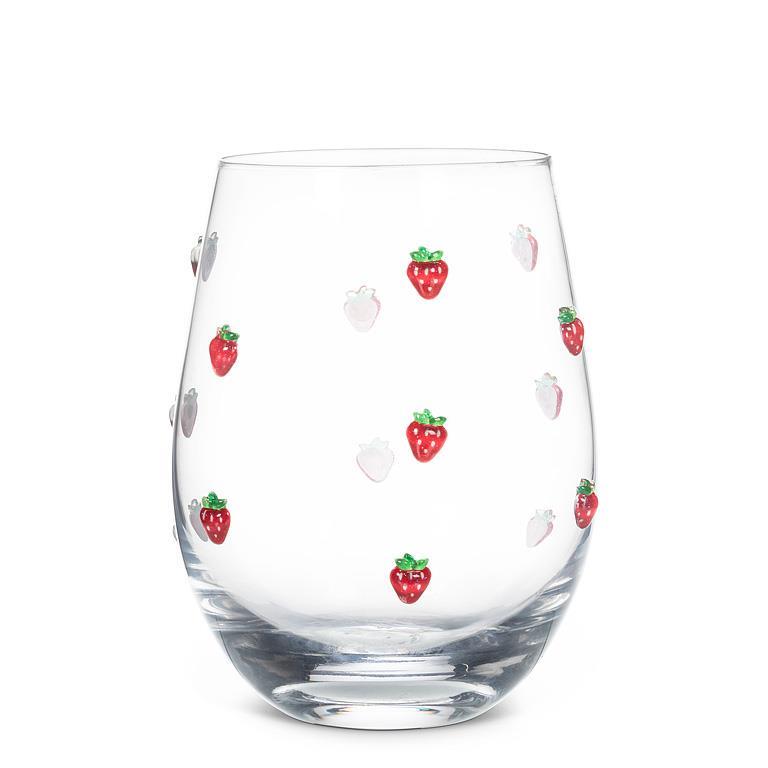 Stemless Wine Glass w/Strawberries