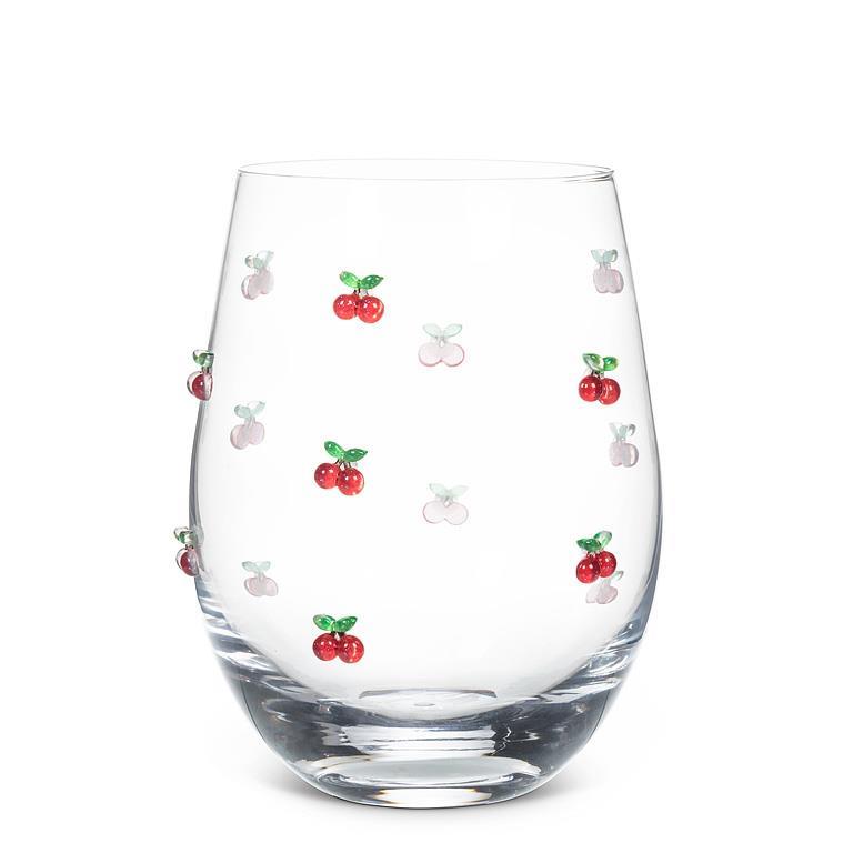 Stemless Wine Glass w/Cherries