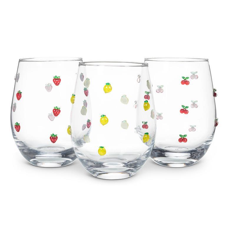 Stemless Wine Glass w/Cherries