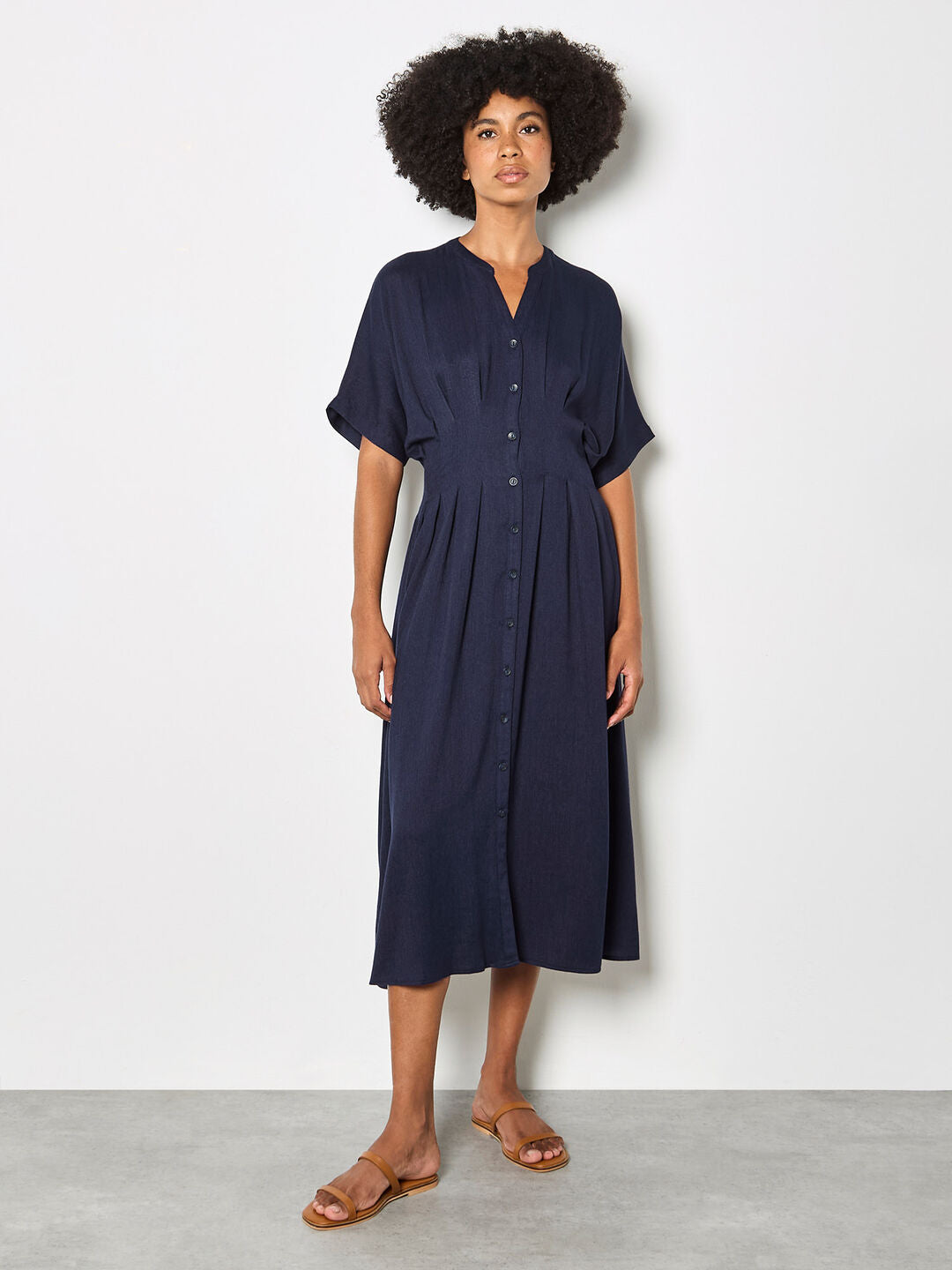 Dress Pleated Waist Navy