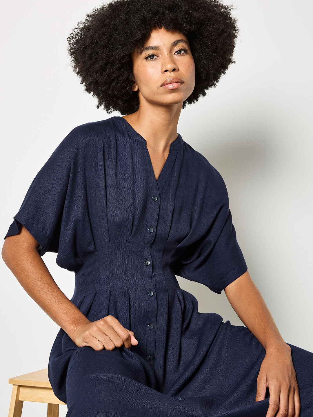 Dress Pleated Waist Navy
