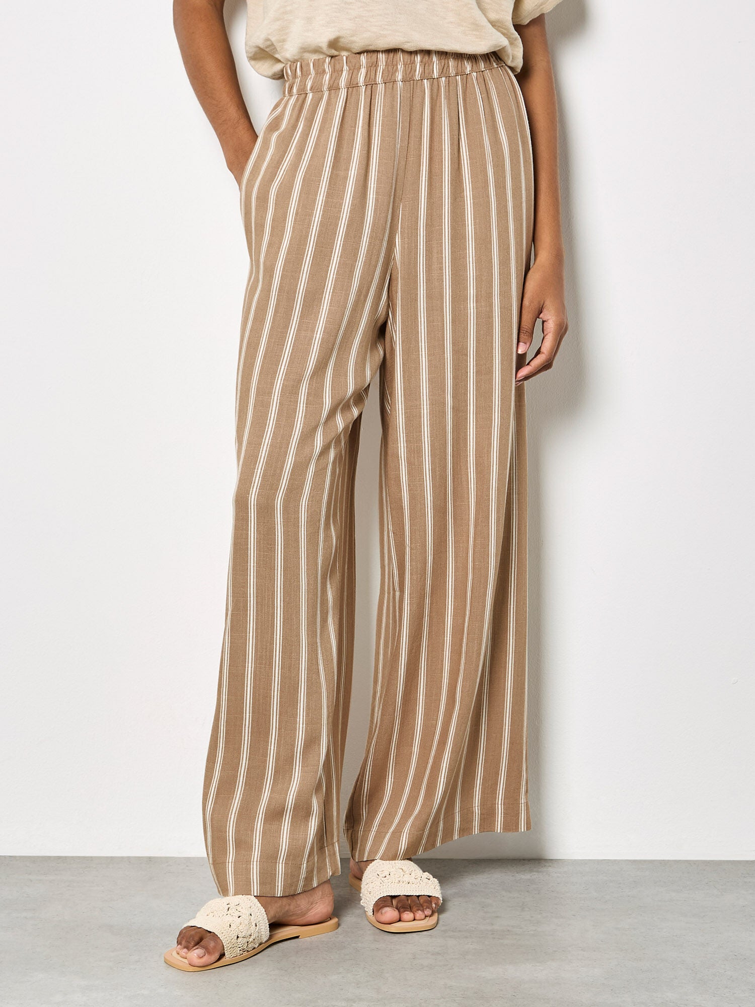 Pants Striped Linen Mix