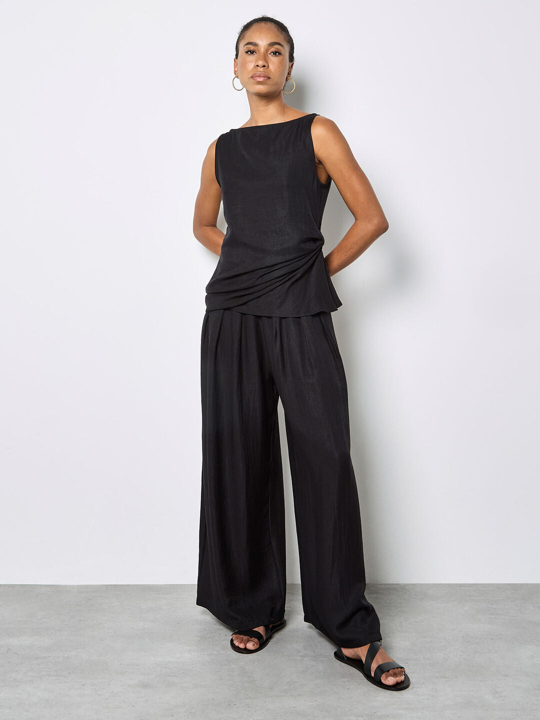 Pant 3 Pleat Twill Blk