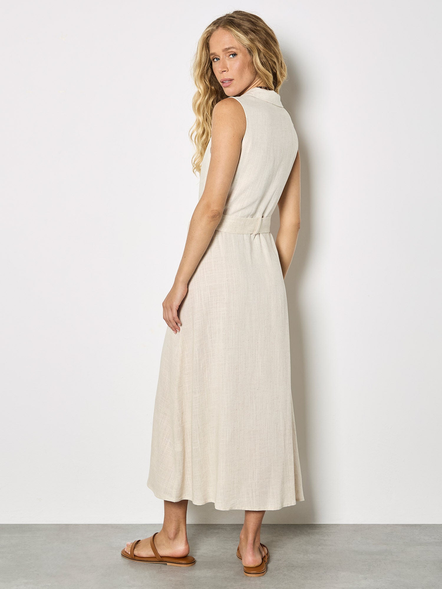 Dress Belted Shirt Midi/ Stone