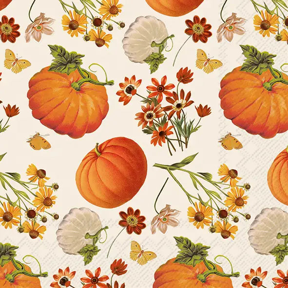 Napkin Floral Pumpkins Lunch