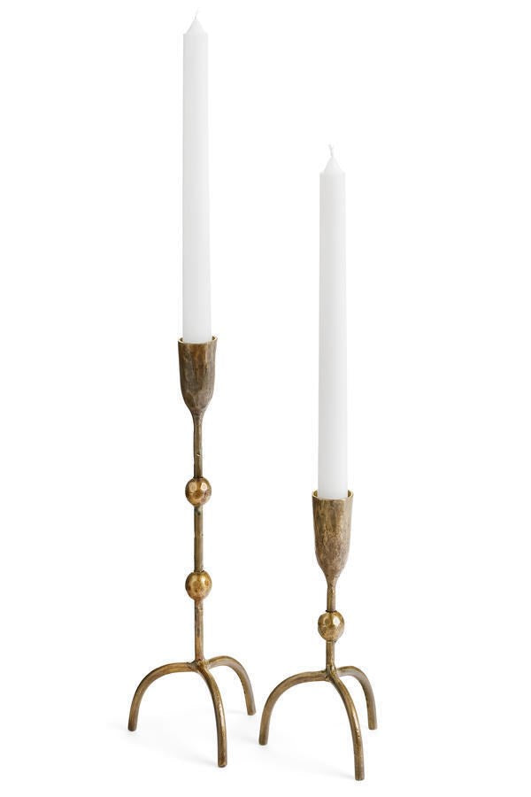 Candle Hldr Hammered Iron Ant Brass