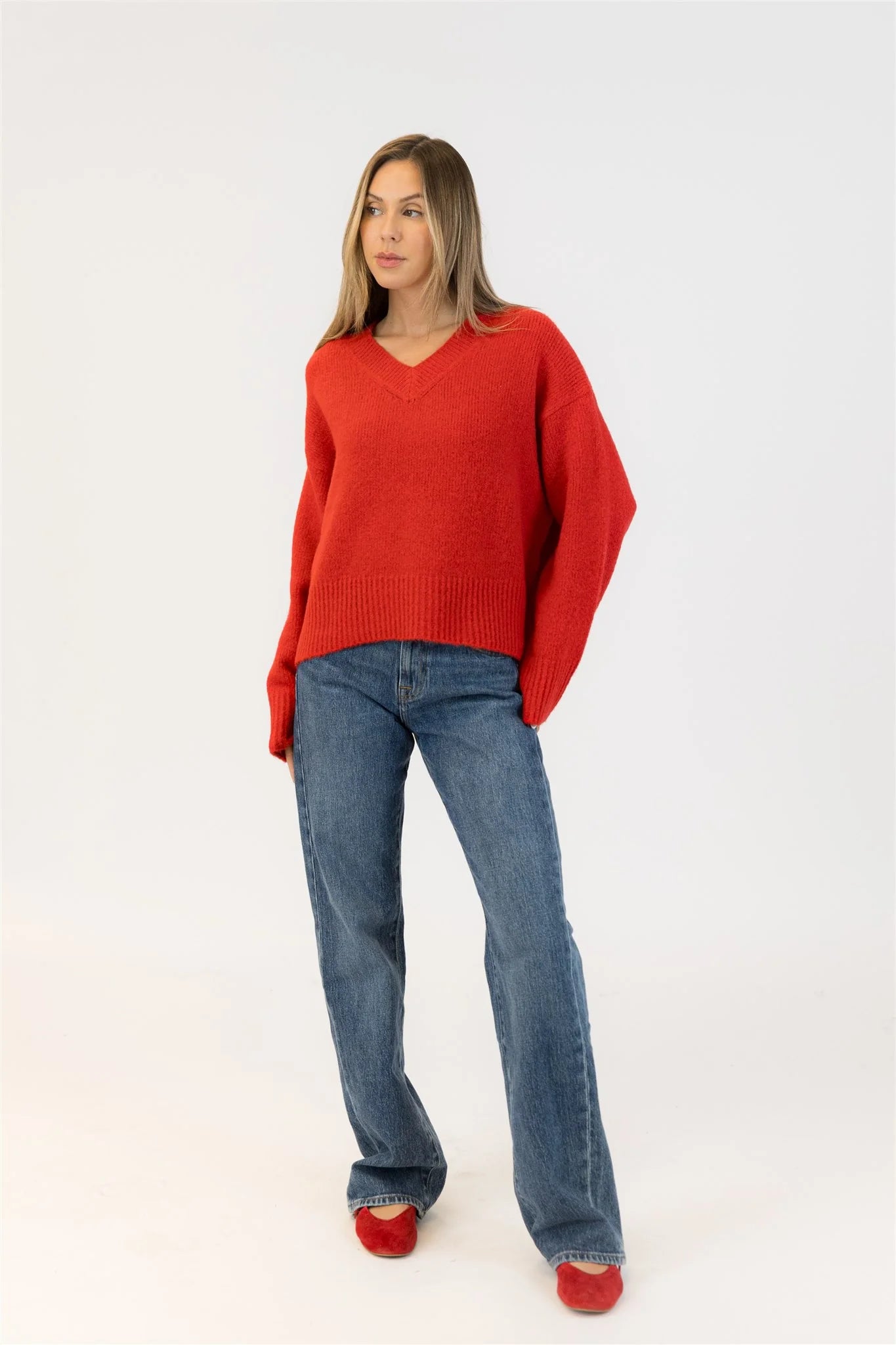 Pullover Vneck Red