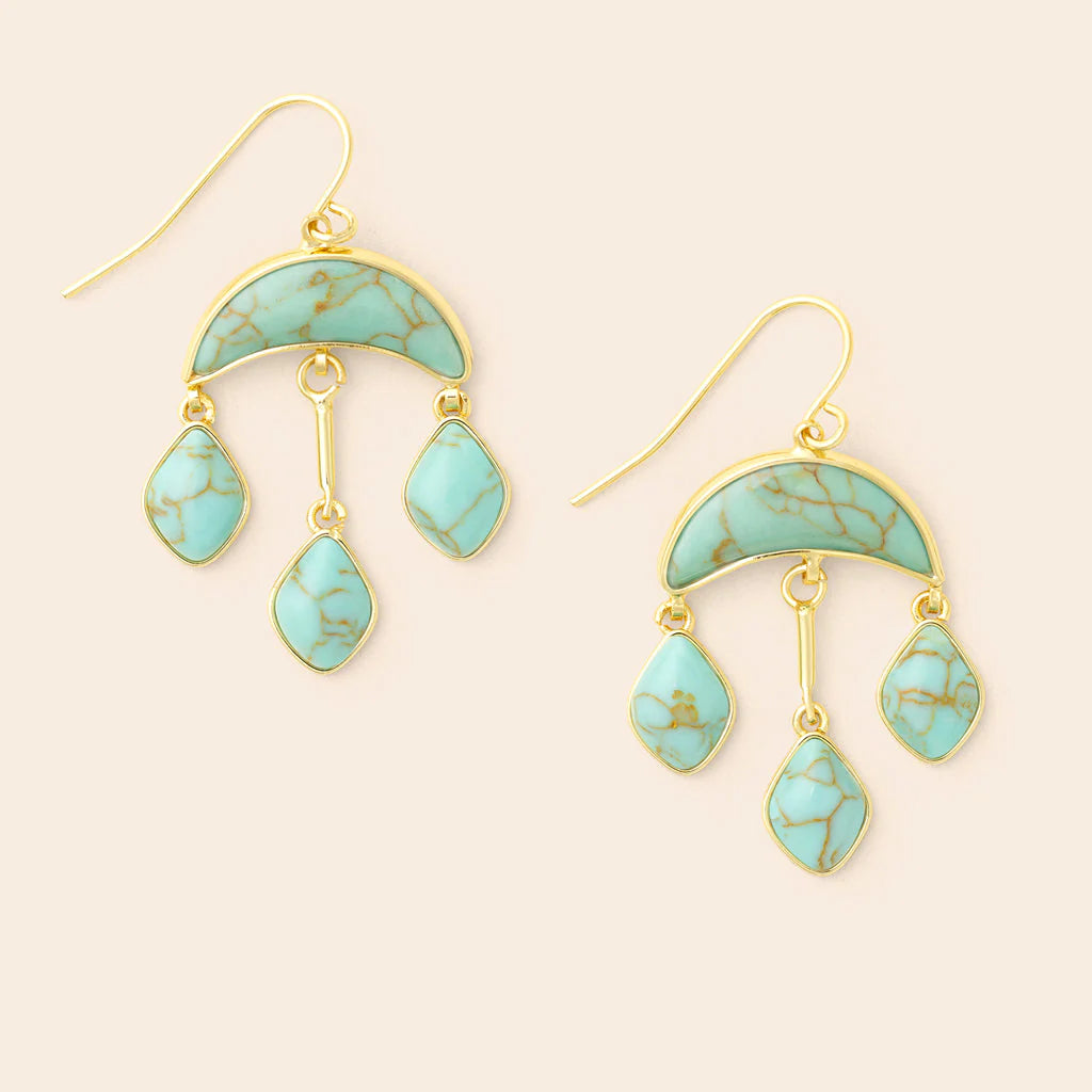 Earring Stone Crescent Drop