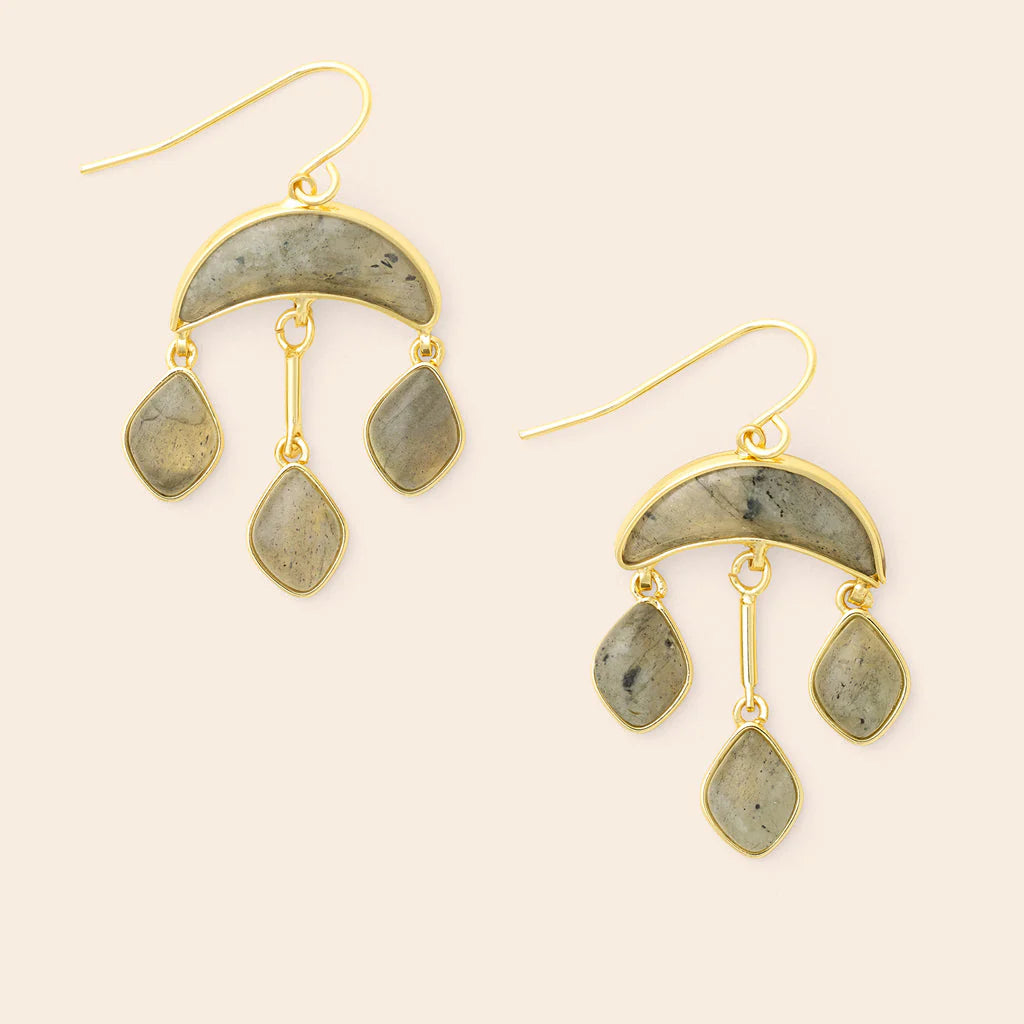 Earring Stone Crescent Drop
