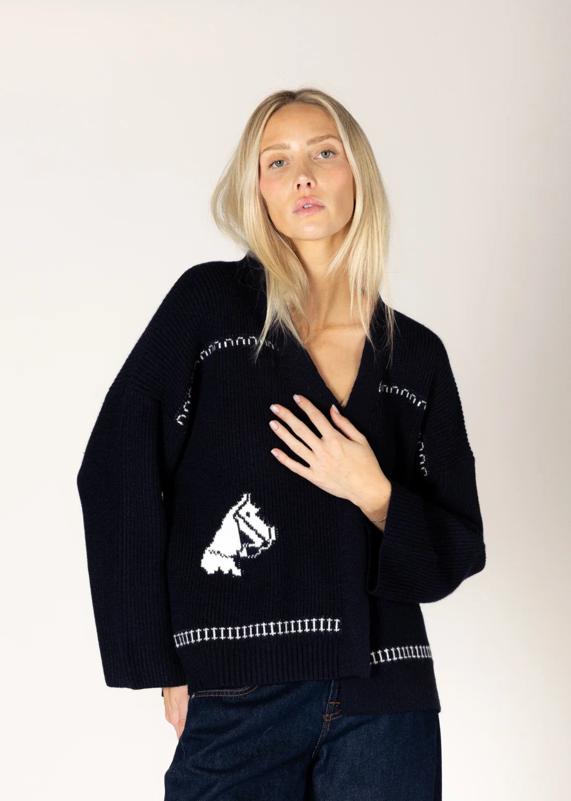 Cardigan Horse Print