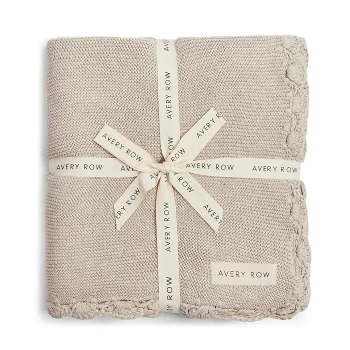 Blanket Scalloped Knit Stone