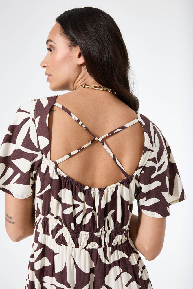 Dress Tropical Brown Long