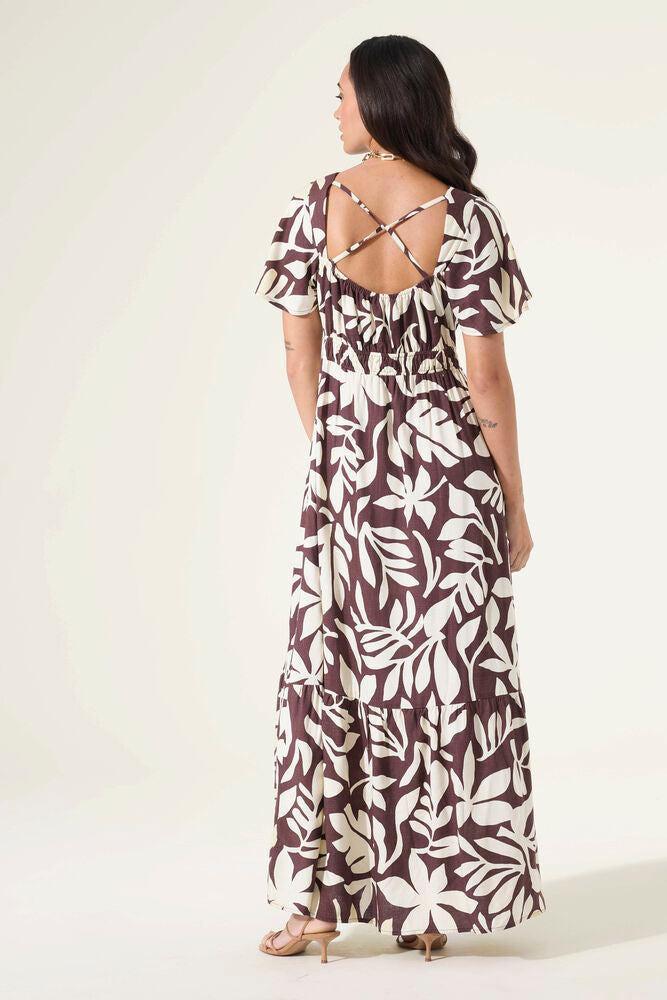 Dress Tropical Brown Long