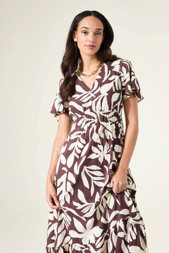 Dress Tropical Brown Long