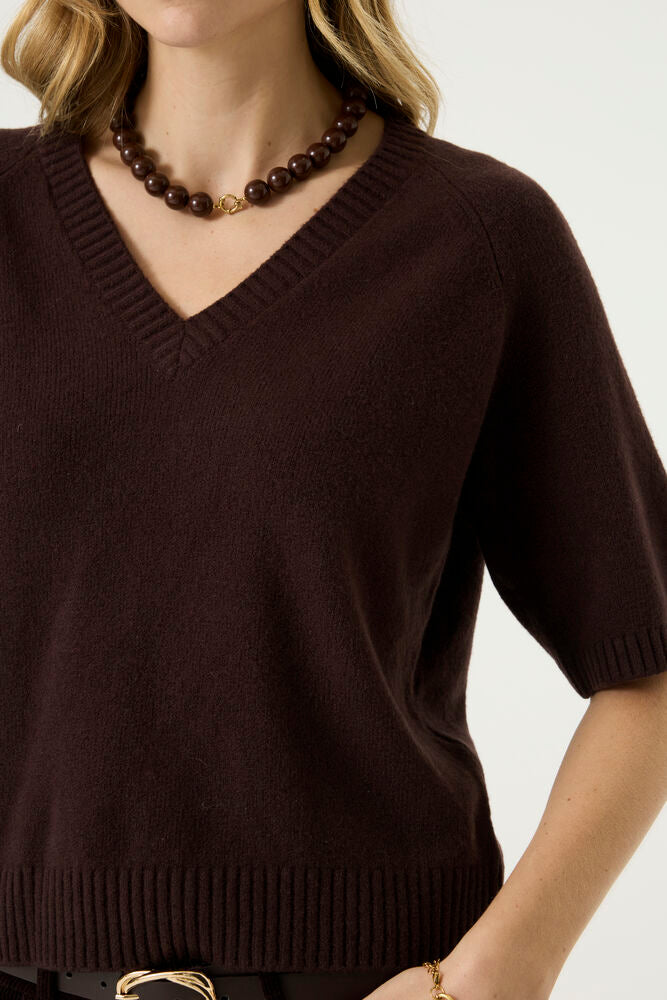 Sweater Brown V Neck