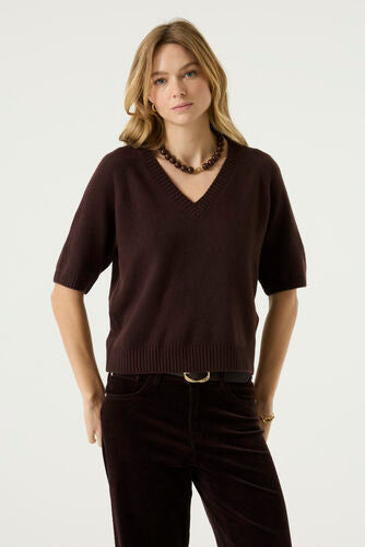 Sweater Brown V Neck